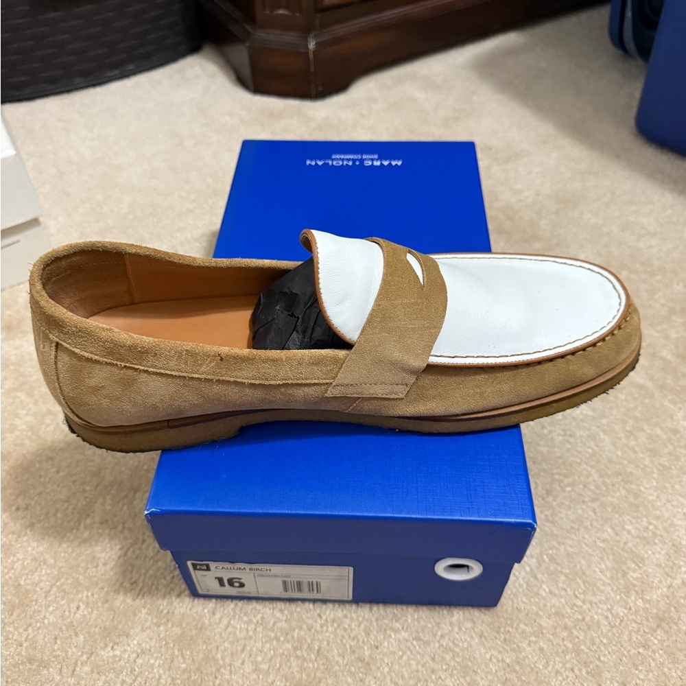 Marc Nolan Tan and White Men's Loafers